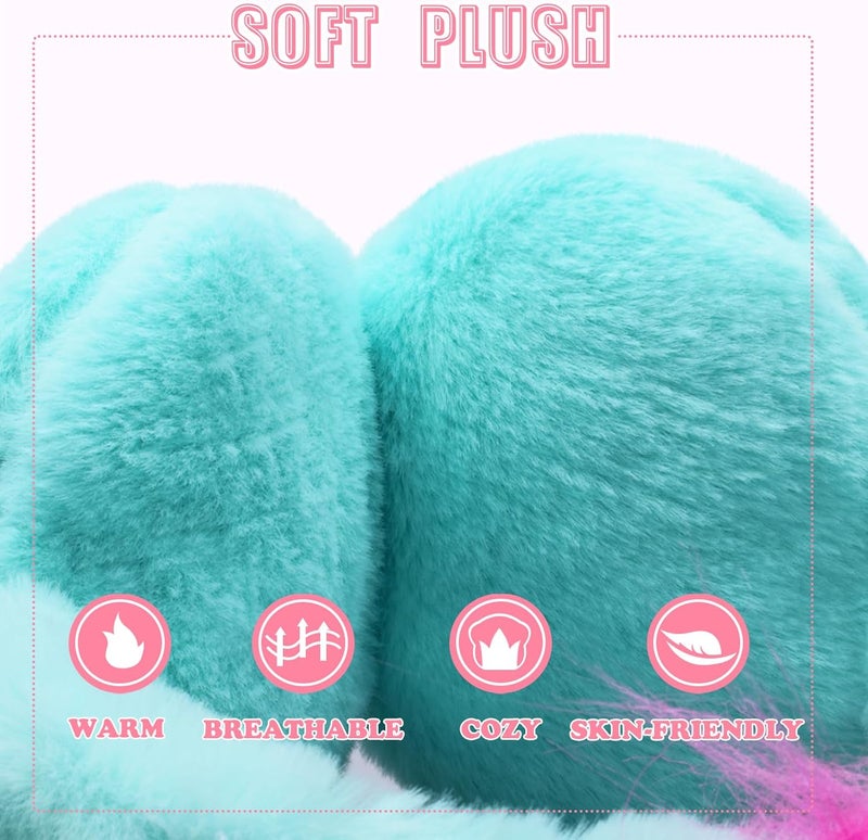 EDCYF Ear Muffs Gloves Set for Kids Girls Winter Ear Muffs Adjustable Sequins Warm Earmuffs Furry Outdoor - Image 3